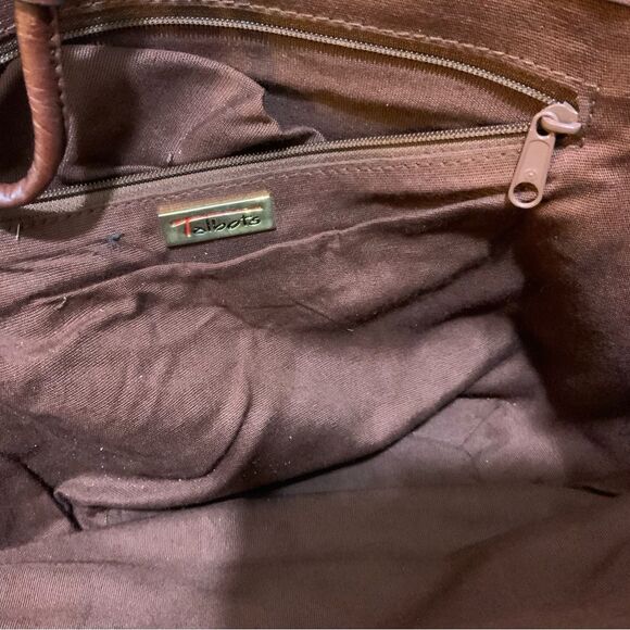 Talbots Leather Woven bucket Bag top open - Picture 10 of 14